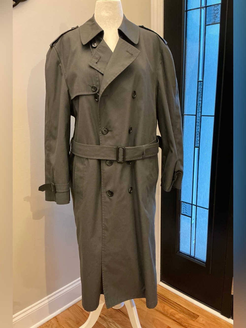 Vintage London Fog Men's Double-Breasted Trench Coat - Gray Size 40 Reg